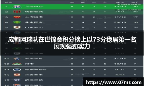 成都网球队在世锦赛积分榜上以73分稳居第一名展现强劲实力