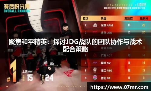 聚焦和平精英：探讨JDG战队的团队协作与战术配合策略
